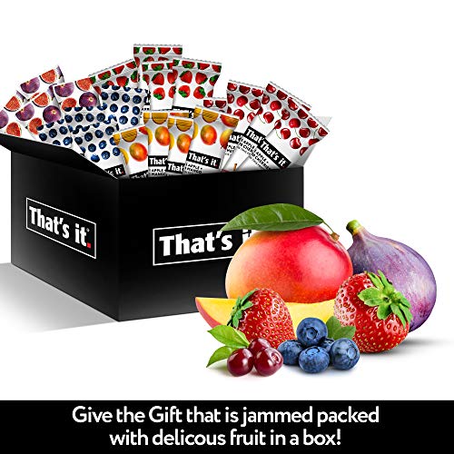 That's it Fruit Bars Snack Gift Box { 20 Pack }100% All Natural, Gluten-Free, Vegan, Low Carb Snacks - Healthy Fruit Snacks Bulk Variety Pack(Strawberry, Mango, Blueberries, Cherries
