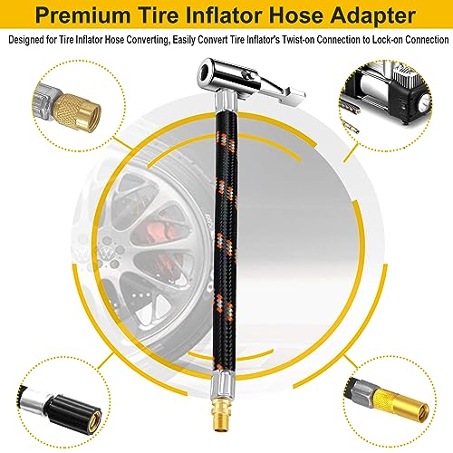 2 Pezzi Mandrino Ad Aria per Pneumatici, Air Chuck Tire da 1/4 FNPT Anti-Perdita Mandrino per Pneumatici in Ottone a Flusso Chiuso per Impieghi Gravosi Connettore per Gonfiaggio Pneumatici