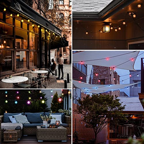 Hbn 50Ft Outdoor String Lights Rgbw Remote Control Outdoor String Lights Multicolor, With 27 Led G40 Bulbs (2 Spare) Shatterproof & Dimmable, Ip44 Waterproof & Extendable, Remote Included, 80 Lumens #TOP5
