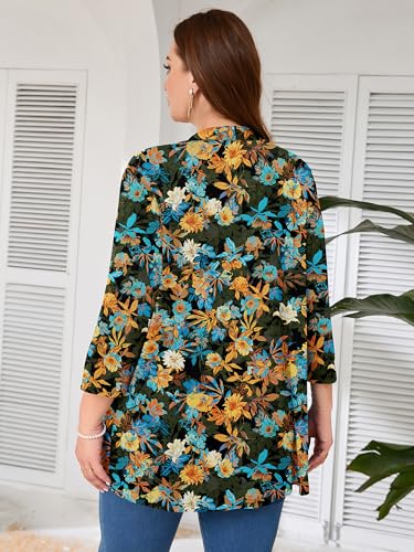 Image of AusLook Women's Plus Size Lightweight Open Front Cardigan 3 /4 Sleeve Cover Ups Shrugs Shawls and Wraps Kimono Jacket Coat