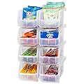 ReadySpace Plastic Containers for Organizing and Storage Bins for Closet, Kitchen, Office, Garage or Pantry Organization, Stackable Bins, Medium (11" x 5" x 5.5"), 8-Pack, Clear