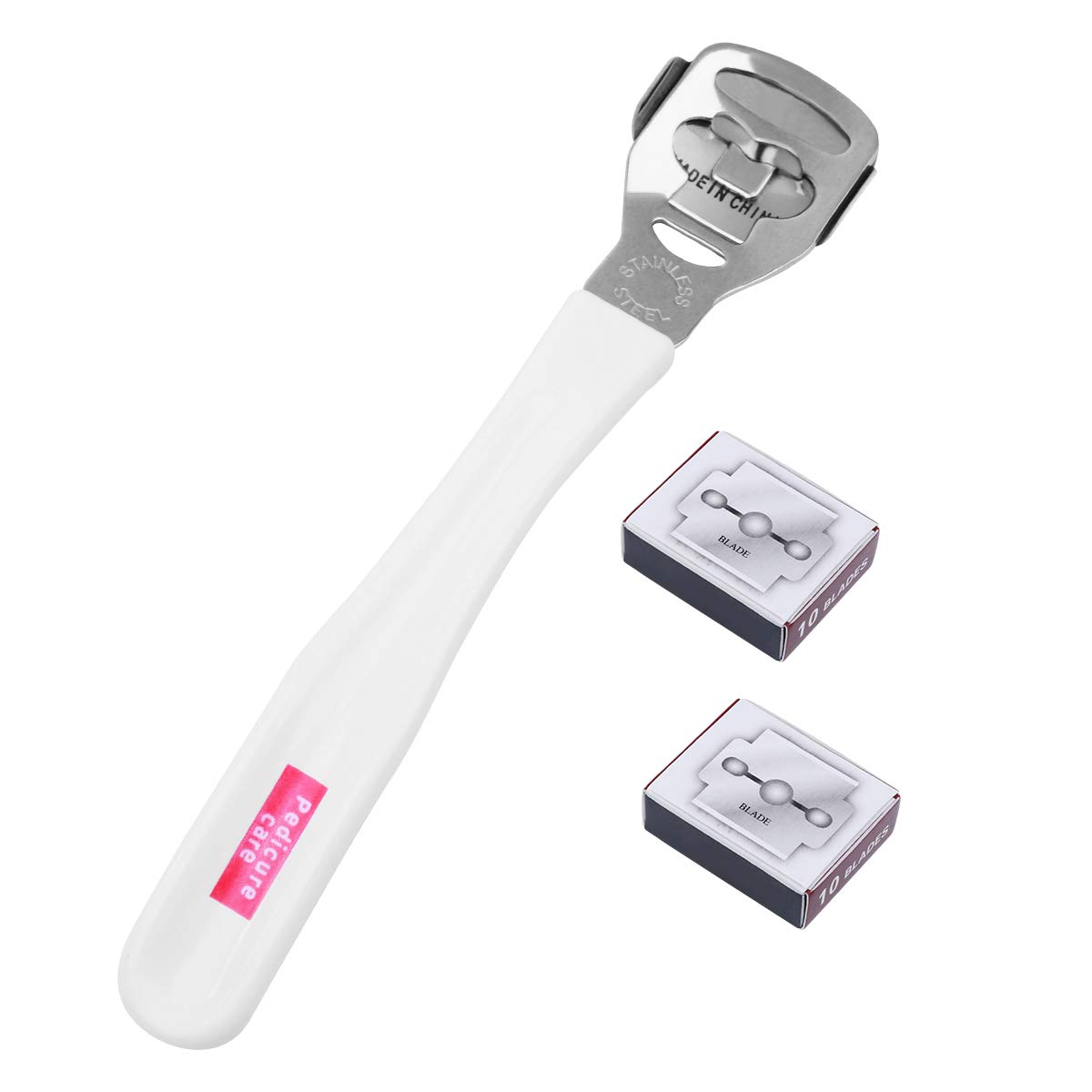 Healifty - Afeitadora para pies con 20 cuchillas desechables para cortar la piel de acero inoxidable para quitar la piel dura callosidades y cutículas