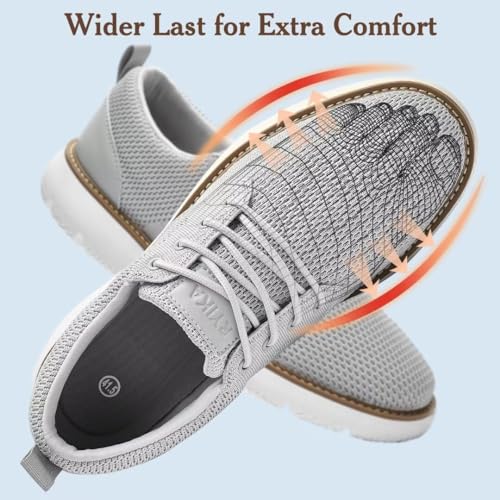 Image of Men's Breathable Mesh Comfortable Business Casual Shoes with Sneakers Design for Long Standing, Office Work, Formal Occasions & Walking Grey