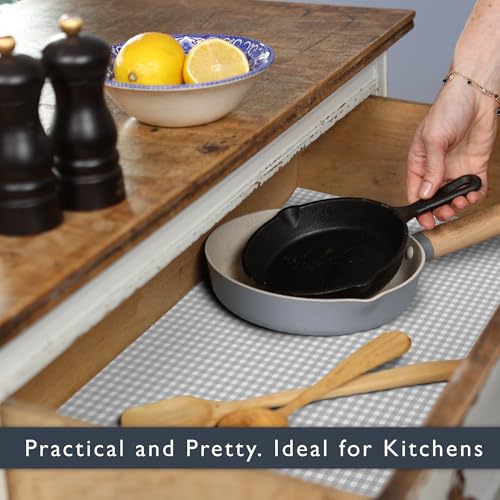 The Master Herbalist UNSCENTED & WIPE CLEAN Drawer Liners in a SOFT GREY GINGHAM Design, Perfect for Kitchen Drawers Shelves - Image 4