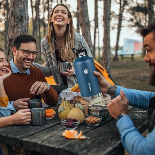Image of Insulated Water Bottle 64 oz, Triple Wall Vacuum Stainless Steel Water Bottles (Cold for 48 Hrs), Leak Proof & Non-BPA, Half Gallon Water Flask Jug Wide Mouth Straw Lid & Spout Lid