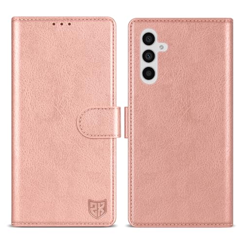 Étui portefeuille Samsung Galaxy A35 en cuir de finition dorée