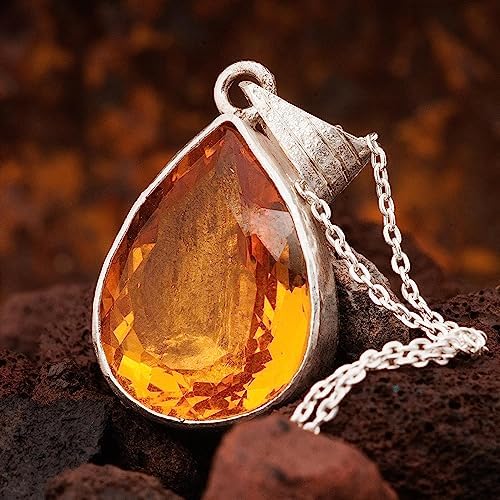 Miniatura 4 de Yellow Topaz Necklace, Yellow Topaz Woman Pendant. Pear Yellow Topaz Necklace. Silver Yellow Topaz Pendant. 925 Sterling Silver Yellow Topaz