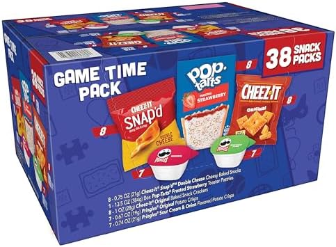Kellogg's Game Time Pack, Lunch Snacks, Office and Kids Snacks, Variety Pack, 37.3oz Box (38 Count)