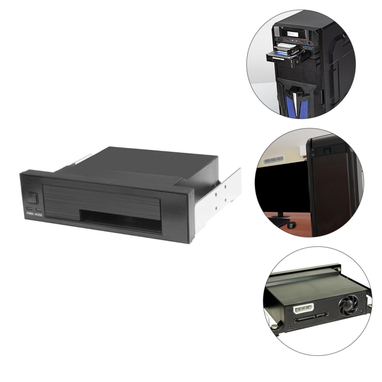 Kit de Montaje de Disco Duro Interno de 5, 25 Pulgadas Negro | Soporte para Unidades de 2, 5 y 3, 5 Pulgadas, Acero Inoxidable y Plástico, Instalación sin Tornillos