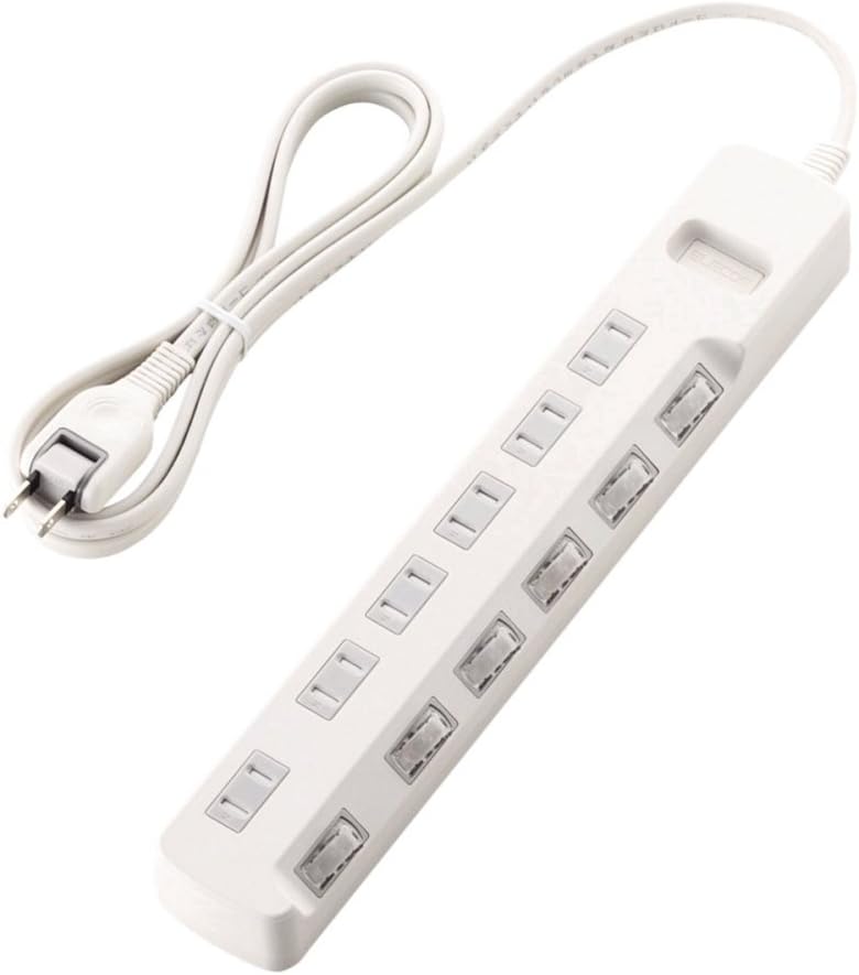 ELECOM power tap energy-saving individual switch dust shutter with six mouth 2 m White T-E6A-2620WH