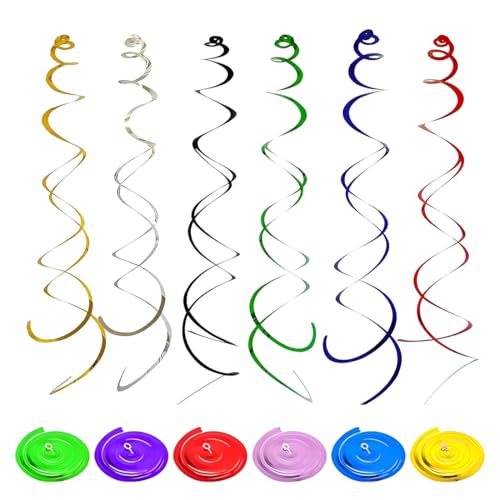 BQRKOTM 18 Piezas Serpentinas en Espiral de Plástico Emerillones Techo Serpentinas Adornos de Espirales para La Fiesta de Cumpleaños de La Boda Baby Shower Carnaval Suministros