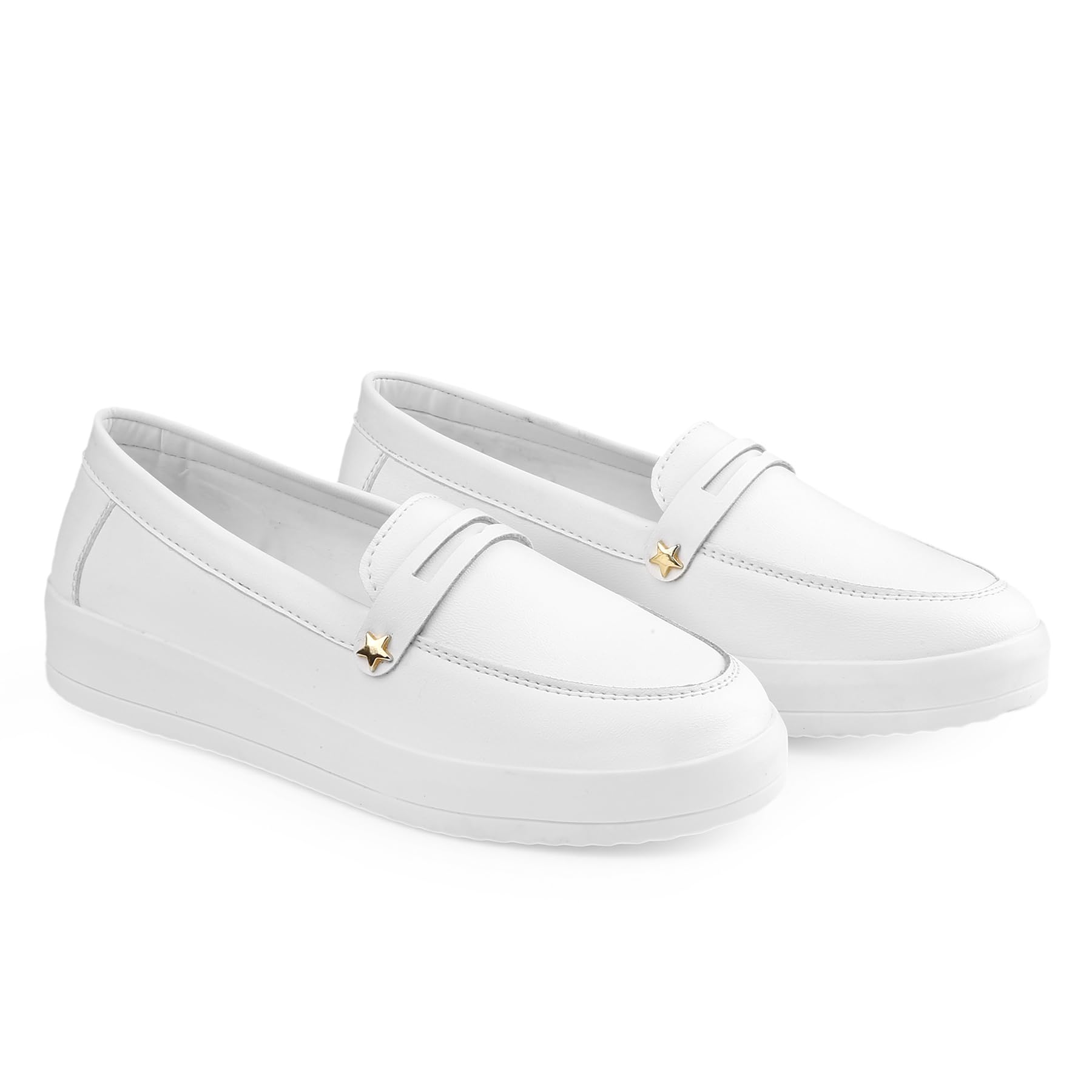 BXXY Womens Synthetic Pu Leather Material White Casual Slip-On Loafers and Moccasion Shoes. - 40 UK (B0D9NGRNWR) Amazon Price History, Amazon Price Tracker