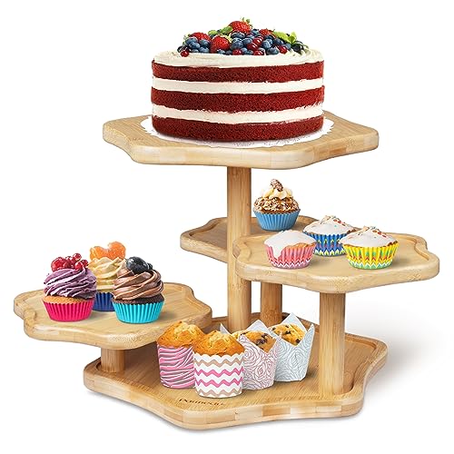 Alzata Per Cupcake In Legno, 4 Ripiani, Capacità 100 Cupcake, Espositore Rustico Per Dessert