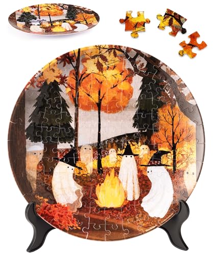 Image of PieceRelax 3D Puzzle Plate 124 Pieces - Katherine Blower - Autumn Bonfire - Jigsaw Puzzle for Adults, Decorative Plate with Durable Plastic Pieces, Ideal Gift for Home or Office Decor [PL1022]