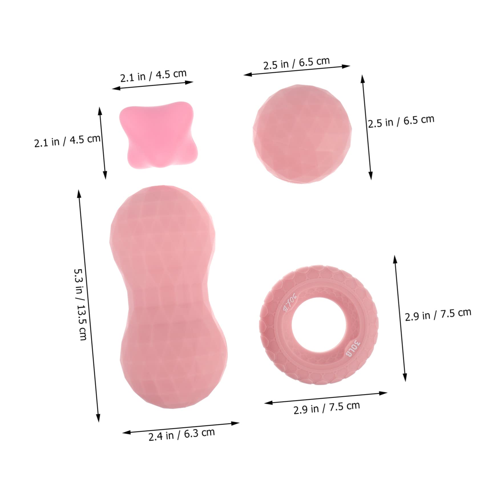 Gatuida Balles de Massage Haute Élasticité Ensemble de 4 Rose en Silicone Outil de Relaxation Musculaire pour Muscles et Paume pour Yoga et Fitness
