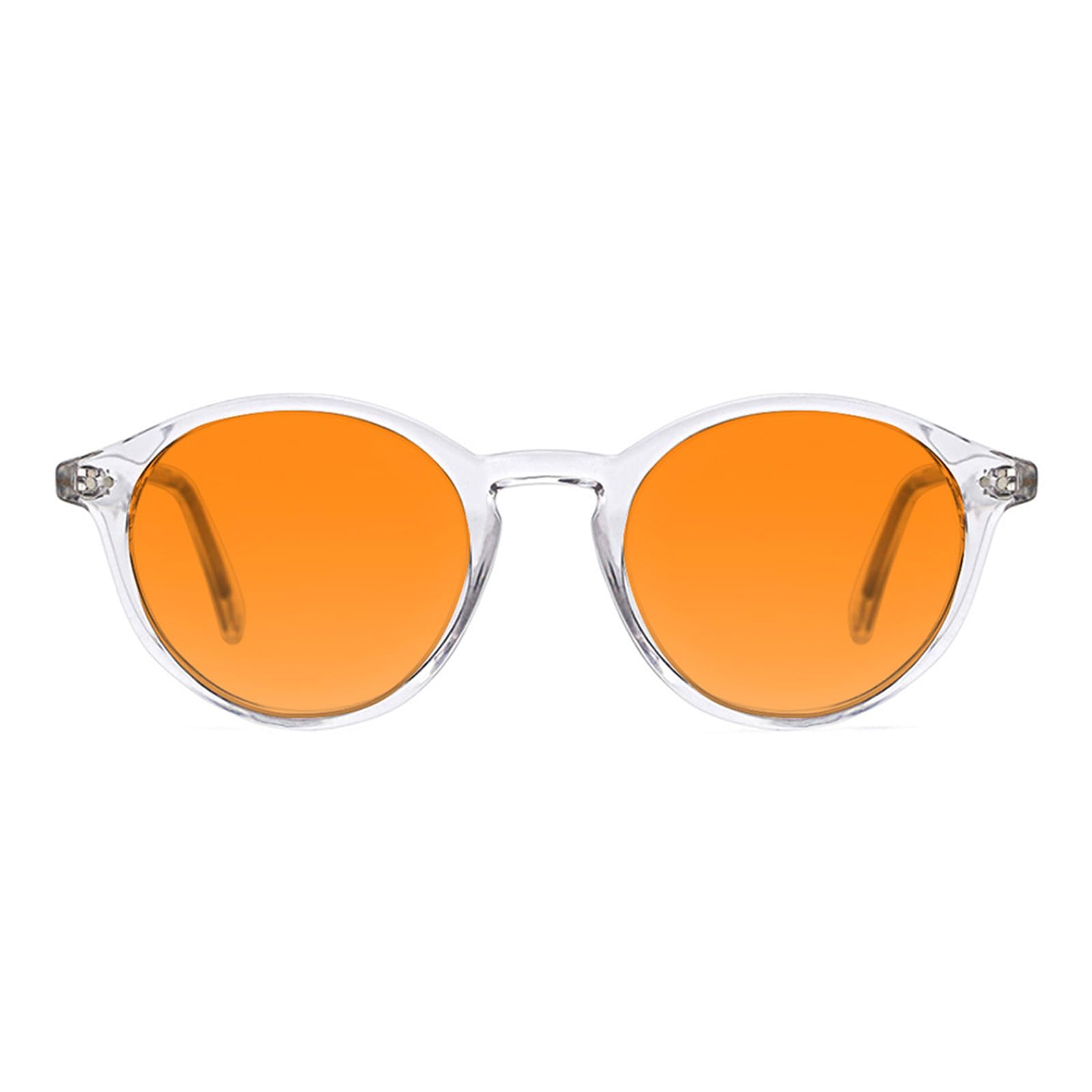 TIJN Blue Light Blocking Glasses Men Women,Vintage Round Frame Eyeglasses | Flexible Lightweight Frames,Red Orange Clear Lens for Computer Gaming Sleep Daily,Anti UV Blue-Ray Glare Screen Fatigue