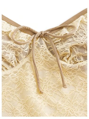 GORGLITTER Women's Floral Lace Tankini Set String High Cut Thong Sheer Swimsuit Bathing Suit Beach Fashion3