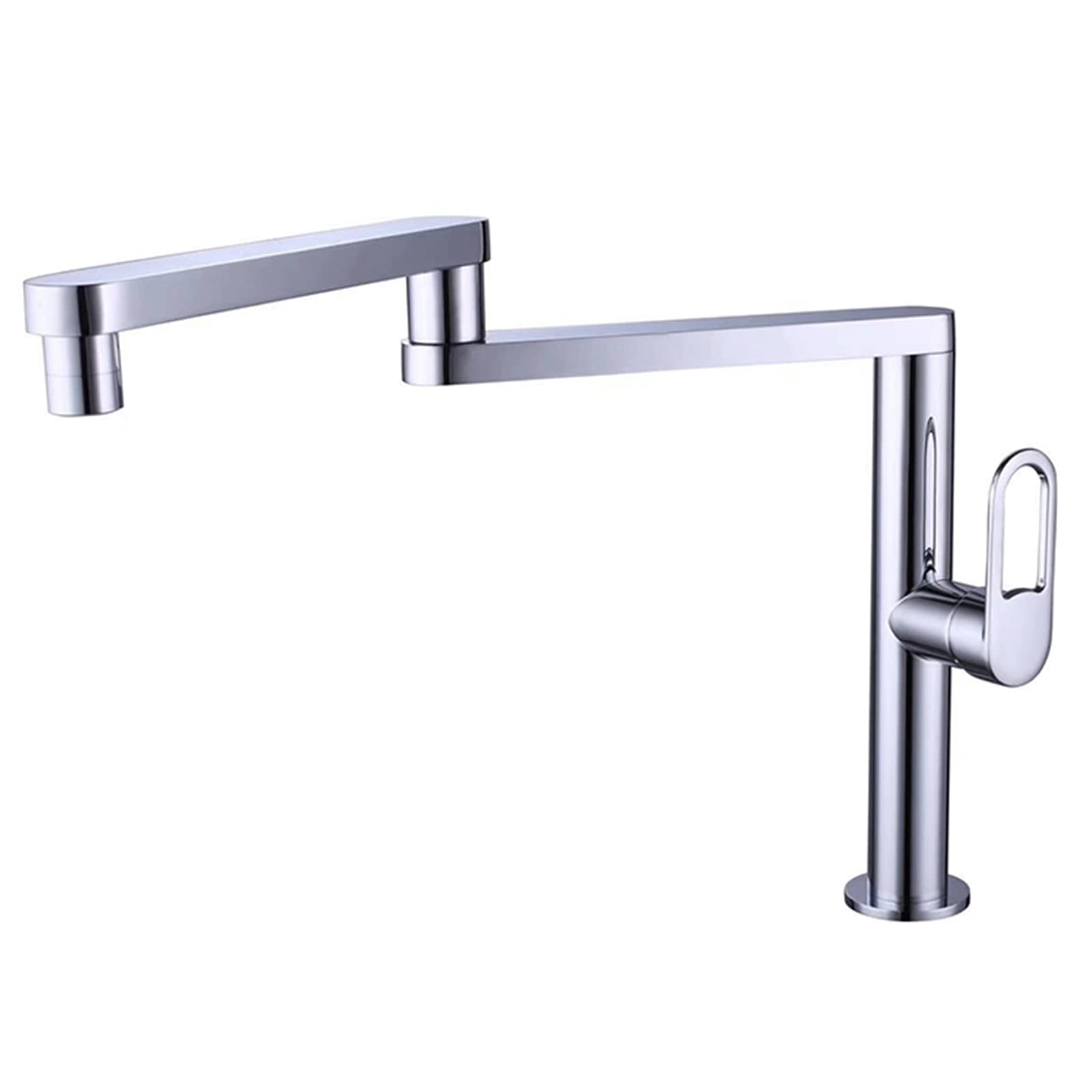 Robinet de cuisine avec bec double mode jet et bras pliable pivotant en laiton