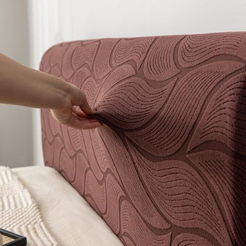 Image of HOMETHREADS Stretchable Velvet Headboard Cover | Soft, Dust-Proof & Wrinkle-Resistant Bed Back Protector | Fits Leather, Wooden & Fabric Bedsides | for 3ft to 3.5ft Beds (Coffee, 90x65Cm)