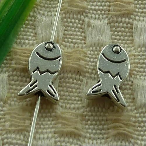Espaciadores de pez de plata tibetana de 12x8mm S3620 para bisutería DIY 2