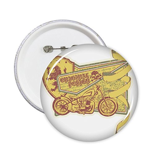 Pins bouclier de crâne moto jaune pour personnaliser un blouson de motard ou un sac