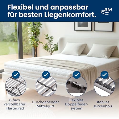 AM Qualitätsmatratzen Stabiler Lattenrost 140x200 bis 250kg mit 30 Federleisten - Made in Germany - Stabiles Lattenrost für Übergewichtige - Bettrost XXL für schwere Matratzen fertig montiert – Bild 6