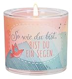LichtMoment „So wie du bist" Glas-Windlicht mit Taube: mundgeblasen inkl. Teelicht und Geschenkverpackung, im Format 6 x 6,5 cm. Ideal als kleines Geschenk