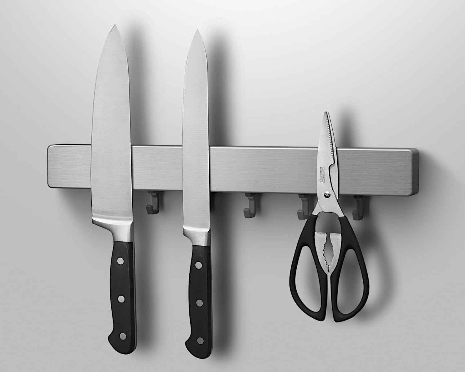 Metaltex Metallika Magnetic Knife Strip with Hook, Stainless Steel, 39 cm