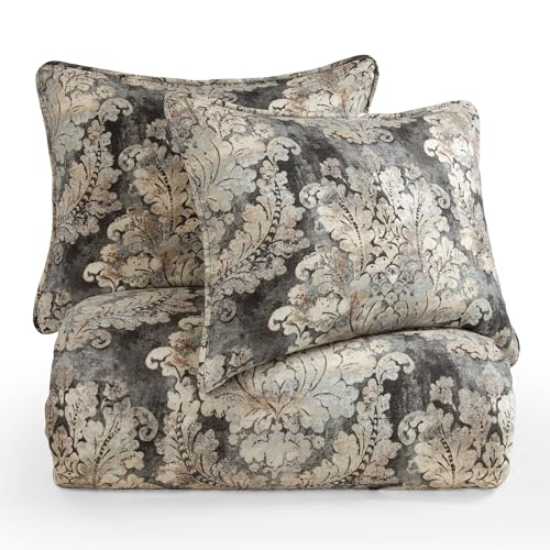 HiEnd Accents Victoria 3 Piece Comforter Set with Pillow Shams, King Size, Smoky Damask Washed Linen Luxury Bedding Set, Romantic Western Modern Traditional Style, 1 Comforter and 2 Pillowcases - Image 5