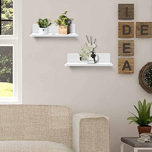 YeenGreen Floating Wall Shelves, 2 Pcs White Floating Wall Shelves Set, Easily Expand Wall Space, Acrylic Small Display Shelves Adhesive Shelf, Acrylic Small Shelf for Bedroom, Bathroom, Kitchen