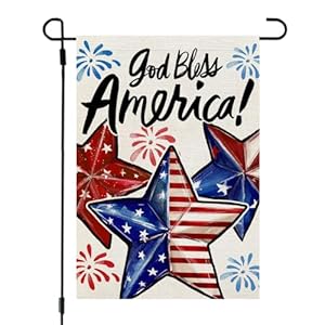 CROWNED BEAUTY 4th of July Garden Flag USA American Stars Double Sided 12×18 Inches for Outside Small Burlap Patriotic Independence Memorial Veterans Day Holiday Yard Decoration CF1809-12