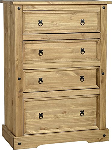 Corona 4 Drawer Chest, Cabinet, Solid Pine, Mexican Pine Chest of Drawers
