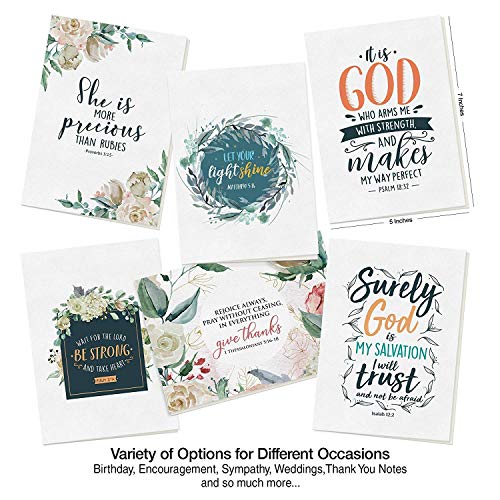 Dessie Bible Verse Cards - 60 Unique Scripture Cards With 60 Different Designs and Inspirational Bible Verses. Christian Greeting Cards Assortment. Large Blank Note Cards, Envelopes and Gold Seals.