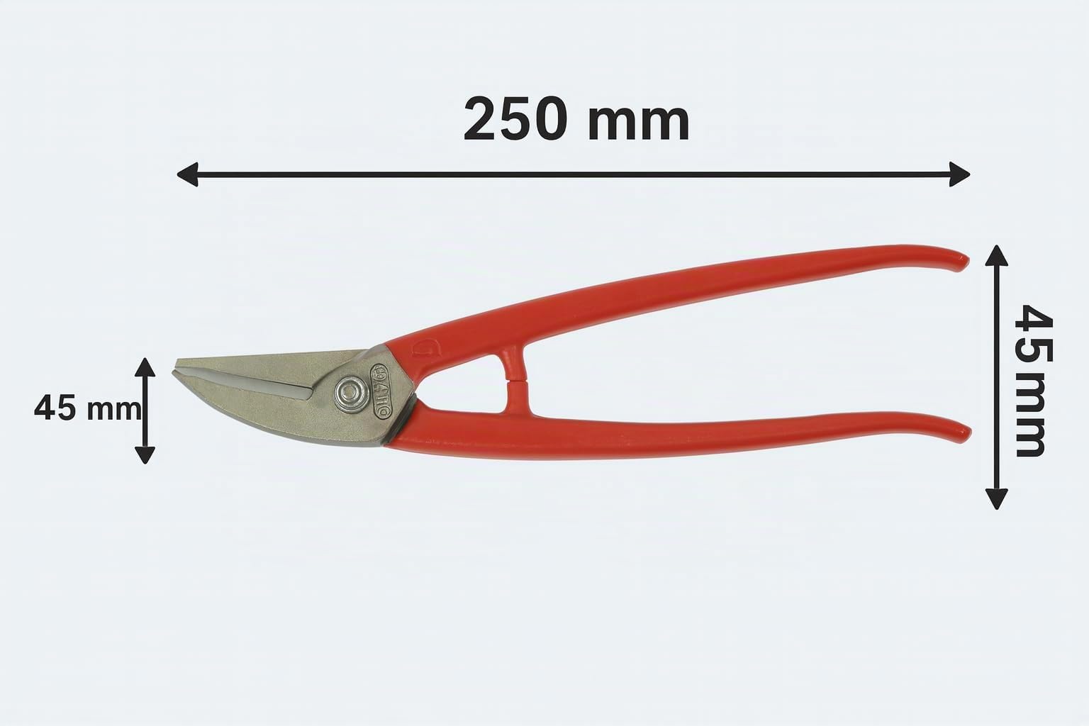 Cisaille métallique Stubai 250 mm pour chantier, atelier, construction, coupes droites et courbes Cisaille robuste en acier Outil de précision pour artisans