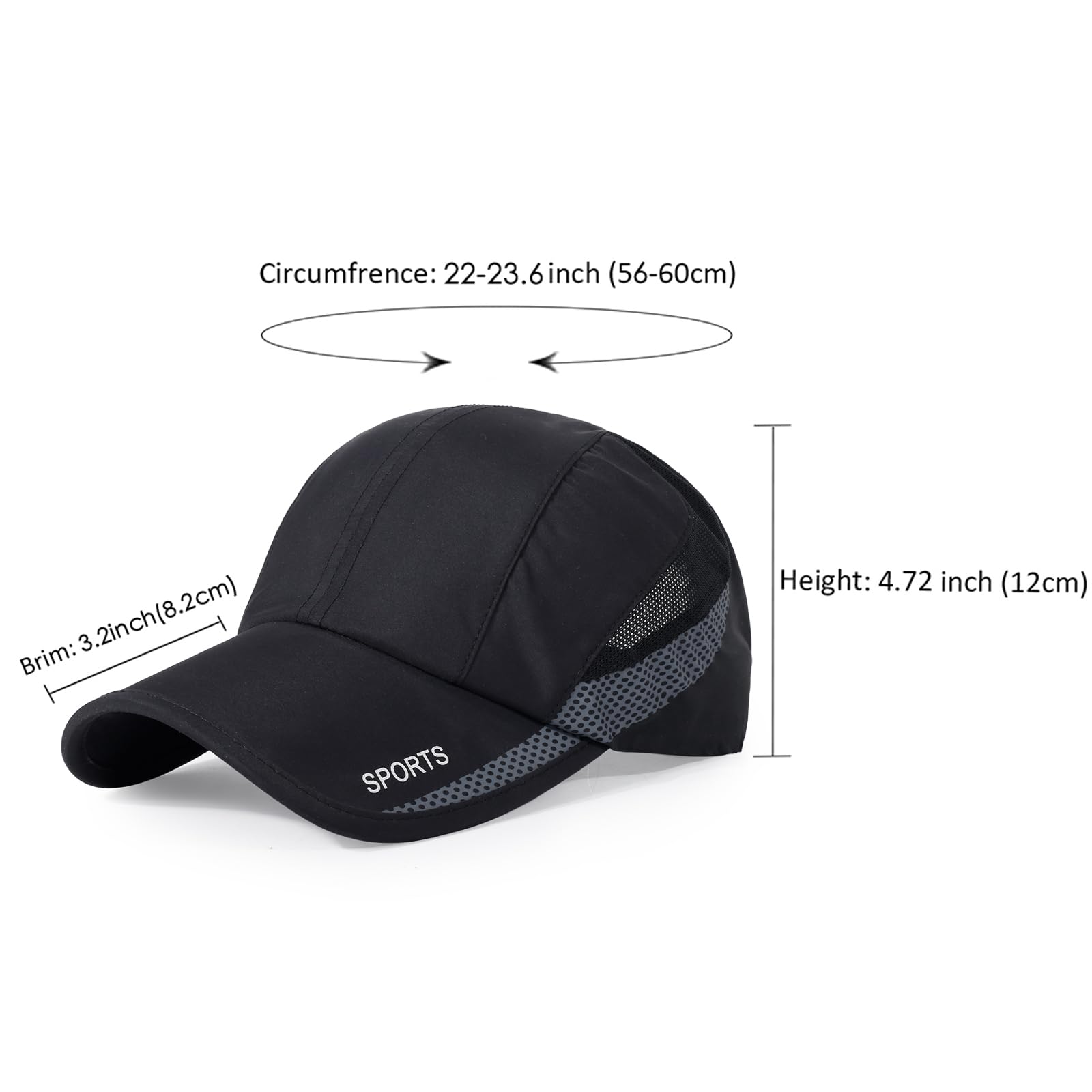 HH HOFNEN Quick Dry Cap leggero Running Cappelli Outdoor Airy Mesh UPF 50+ Regolabile Sport Sun Hat per uomini e donne | Berretto da corsa leggero con protezione UV, regolabile, traspirante, per allenamento di tennis
