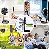 UNITEDTIME Ventilateur portable pliable rechargeable [Télécommande] Ventilateur de piédestal debout à batterie, 4 vitesses, minuteur pour le voyage de camping, chambre à coucher(noir)