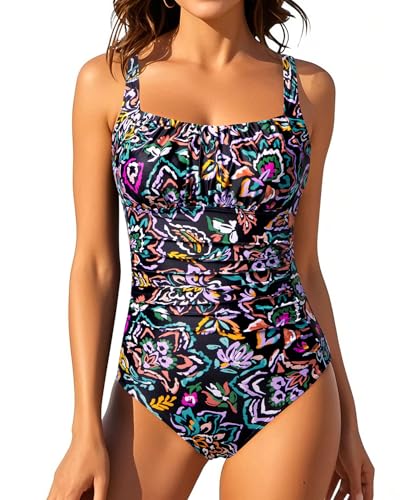 Image of Aqua Eve One Piece Bathing Suit for Women Tummy Control Swimsuit Slimming Vintage Swimwear
