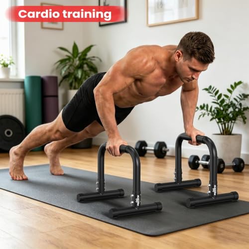 RELIFE REBUILD YOUR LIFE Dip Station Dip Bar Barren Parallettes Push Up Dip-Ständer Handstand Calisthenics Griffe Einstellbare Höhe Fitness Turnhalle Ausüben Calisthenics Equipment (Black-2)