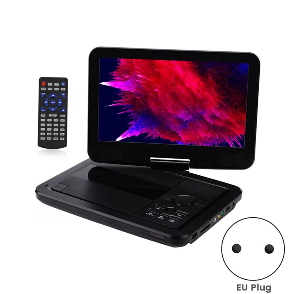 Marran Reproductor de 2500mAh Reproductor de DVD Portátil Móvil de 10 Pulgadas Multifunción Reproductor de CD Estable y Conveniente Enchufe Europeo