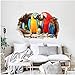 Cartone animato pappagallo rotto finestra parete adesivo casa animali arrapandosi Mural Kid soggiorno Camera da letto decorativo adesivo60-40cm