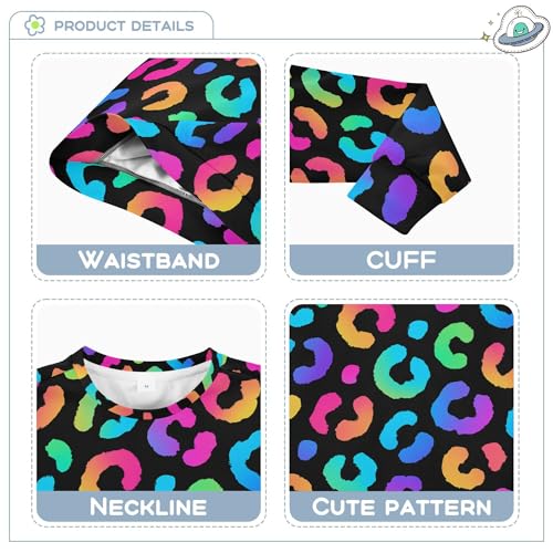 JUNZAN Neon Rainbow Leopard Spot Little Girls Pullover Hoodie Long Sleeve Kids Hoodies Boys Sports 4T3