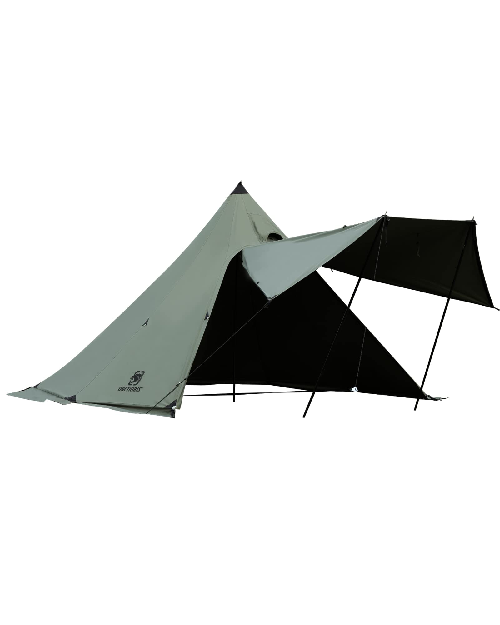 OneTigris Northgaze ポリコットンTC ワンポールテント 遮光 通気 1本メインポール付き 簡単設営 ポジショニングロープあり 2~4人用 キャンプ用 アウトドア
