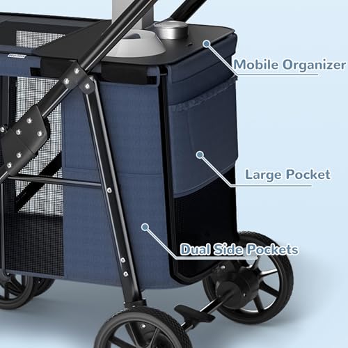 Poussette pour chiens jusqu'à 30 kg pliable à 4 roues