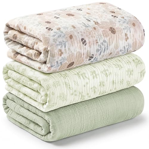 3-Pack Muslin Swaddle Blankets for...