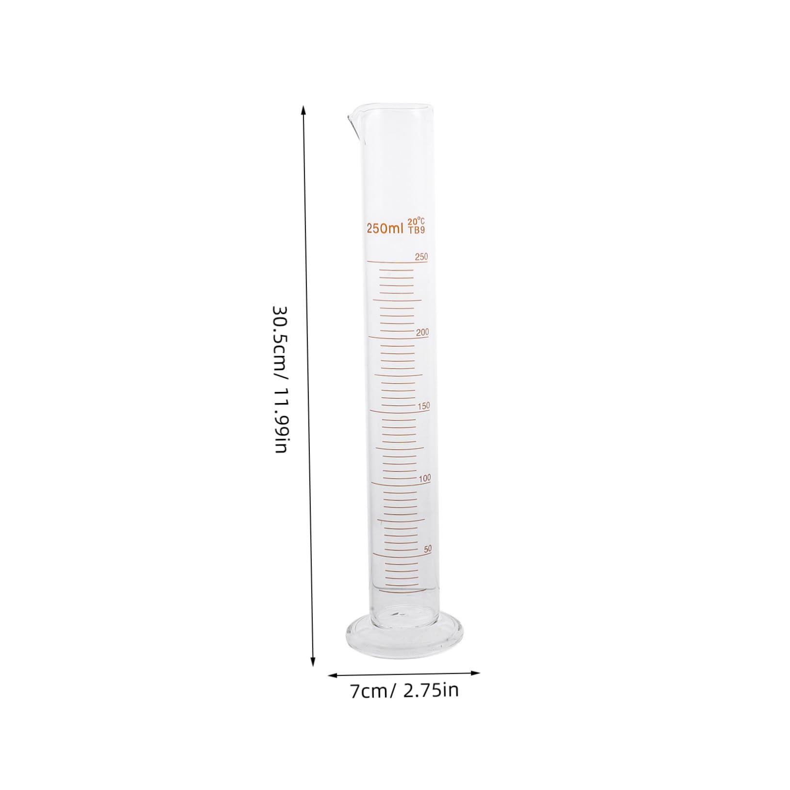 Set di Cilindri Graduati in Vetro 9 Pezzi 50-250 Ml | Scala Leggibile, senza Perdite Laterali, per Progetti Sperimentali e Chimica