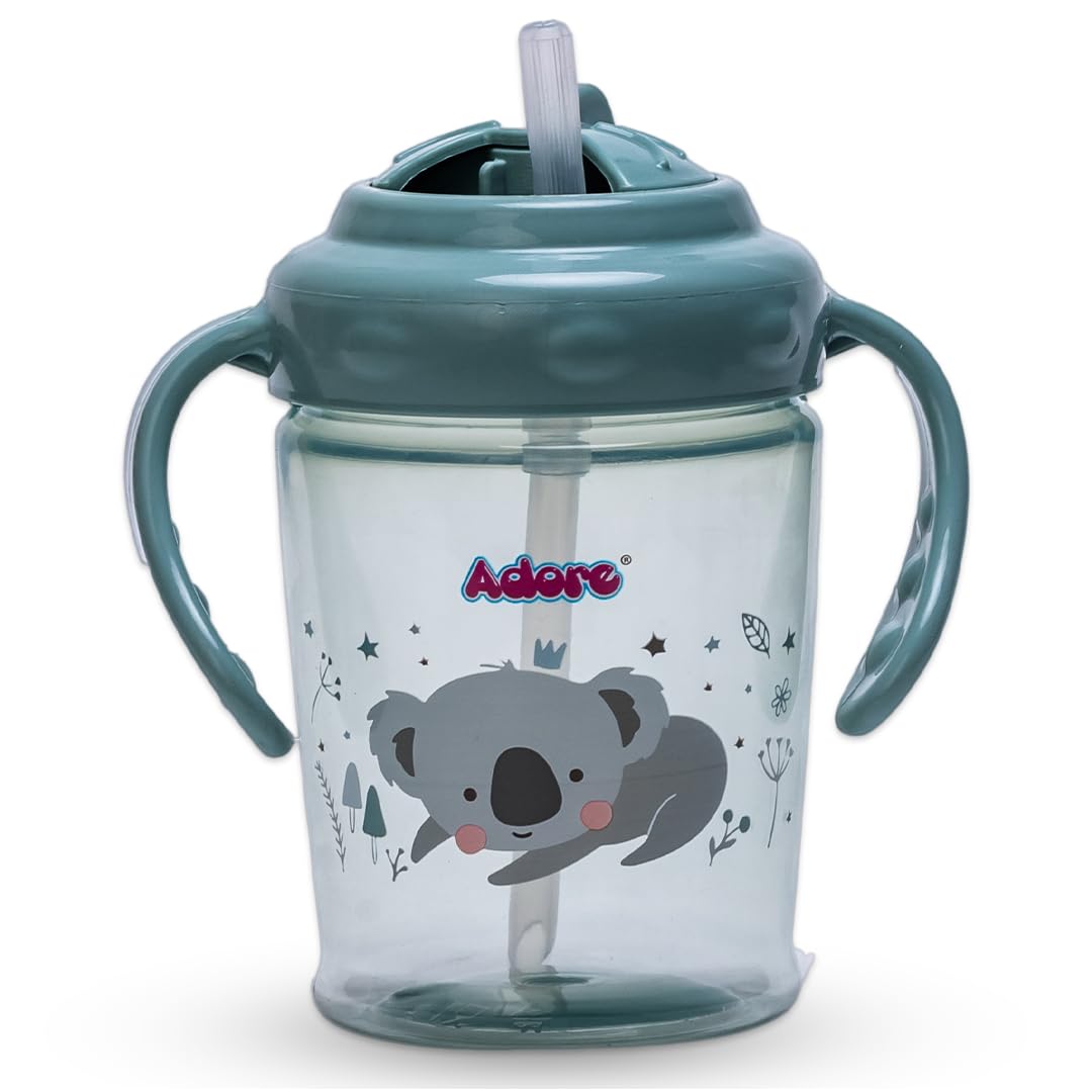 Adore Itzy Bitzy Leakproof Kids Sipper | 250ml Baby Water Bottle for 2 Years | 360-Degree Drinking Sippers for Kids | Straw Sipper for Baby & Toddlers (Green)-image-29