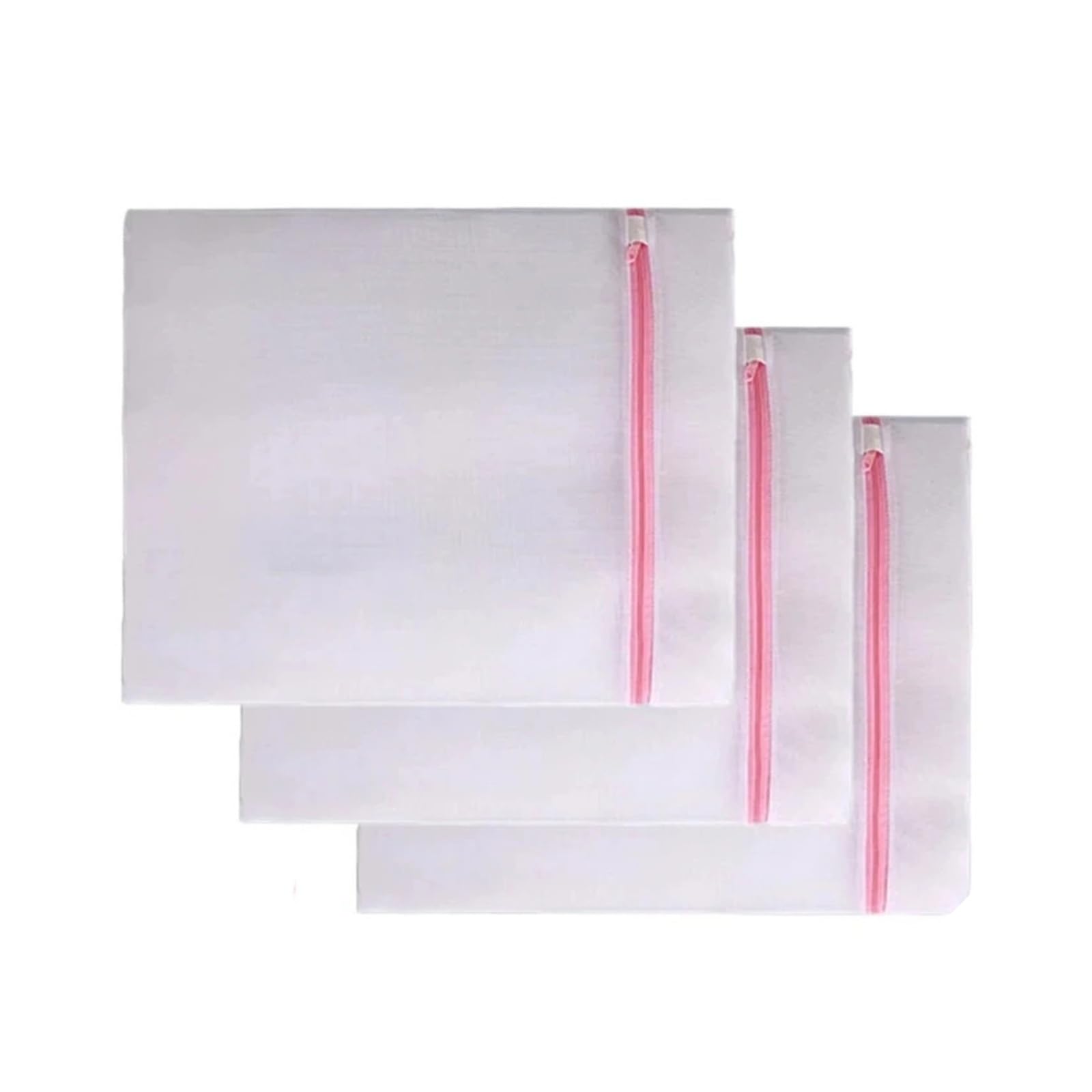 Fine Mesh Laundry Bags Pink Zipper Durable Large Capacity Delicate Lingerie Washing Bag Clothes Storage Pouch(3PCS,S-30X40CM)
