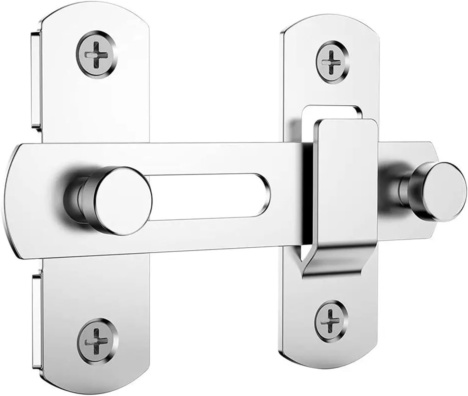 Durability 10pcs Stainless Steel Toggle Door Bolt Buckle Barn Lock Doors Latch(Silver-180Degree)