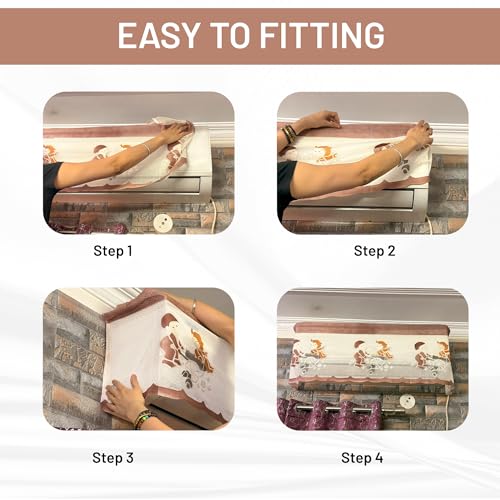 Image of Cotton Net Split AC Cover Indoor Unit for 2 Ton Capacity AC, Premium Work Indoor AC Dust Protection Cover Designer Summer Ac Cover for 2 Ton Ac (38 X 15.35 X 7.8 inch, Brown)