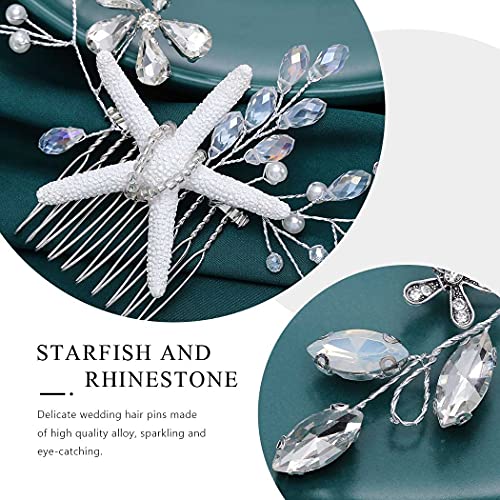 Latious Starfish Bride Wedding Hair Comb Flower Bridal Side Comb Rhinestone Hair Piece Hair Accessorie For Women And Girls #TOP5